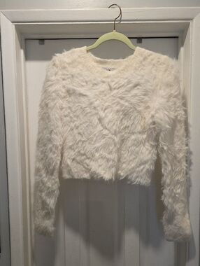 chic Off White Plush Fuzzy Sweater Top